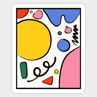 Mid Century Modern Retro Abstract Colorful Shapes 1 Sticker